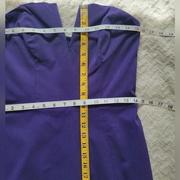 Guess Gorgoeus Strapless Bright Jewel Violet Deep V Plunge Dress - Picture 9 of 10